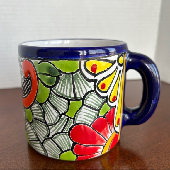 Multi--colour Hand Painted Ceramic Pottery Mug Cup Mexico - Picture 2 of 7